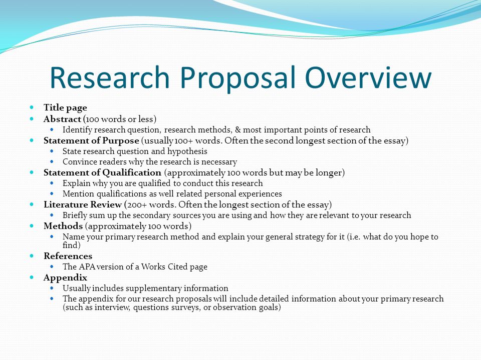 research proposal overview